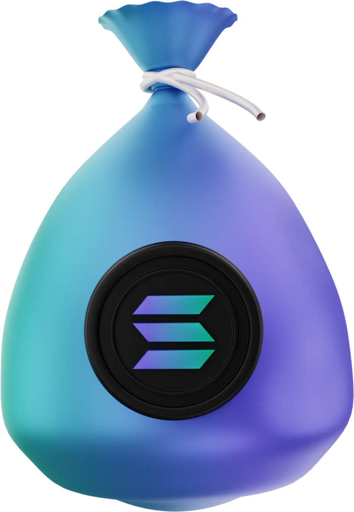 3d illustration, solana crypto coin sack